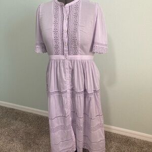 GAP Lavender Ruffled Tiered Midi Dress